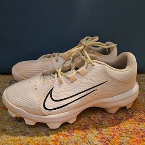 Nike Hyperdiamond 4 Softball Drag-On-Toe Cleats White Black Youth Kids sizes 4